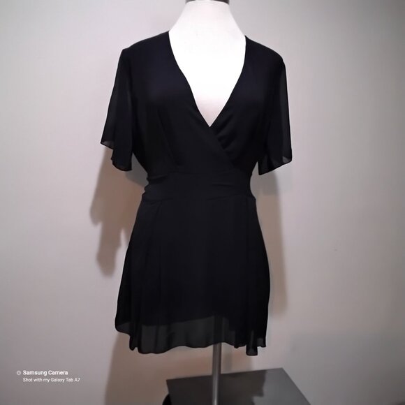 Amzplus Shear Black Romper/Loungewear, Blouse & Built-in with Panty NWT 3XL - Picture 1 of 6